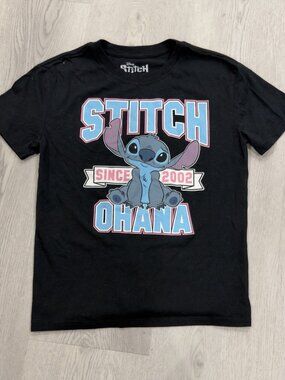 Disney Stitch Ohana Black T-Shirt Graphic Tee Size Small